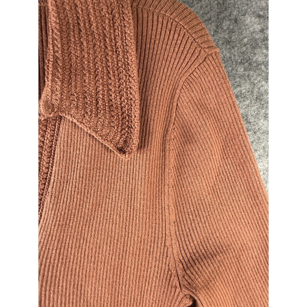 Loft Outlet Womens Medium Ribbed Polo Sweater Short Sleeve V-Neck R Terracotta - Picture 7 of 13
